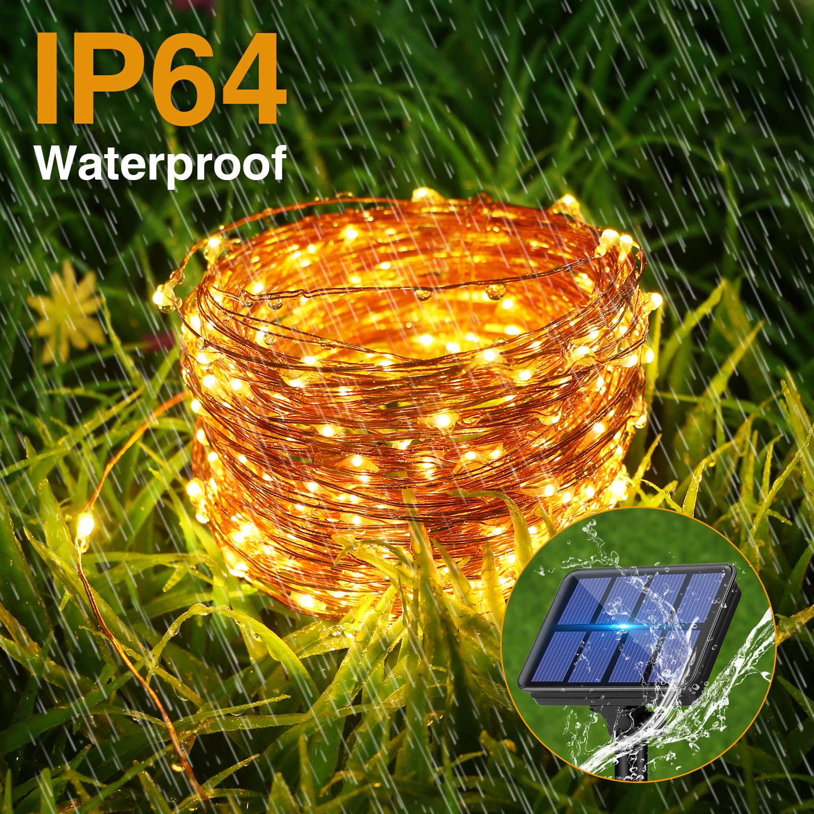 LITOGO Solarne Lampki 12M 120LED Wodoodporne Na Zewnątrz Balkon — miniatura 4
