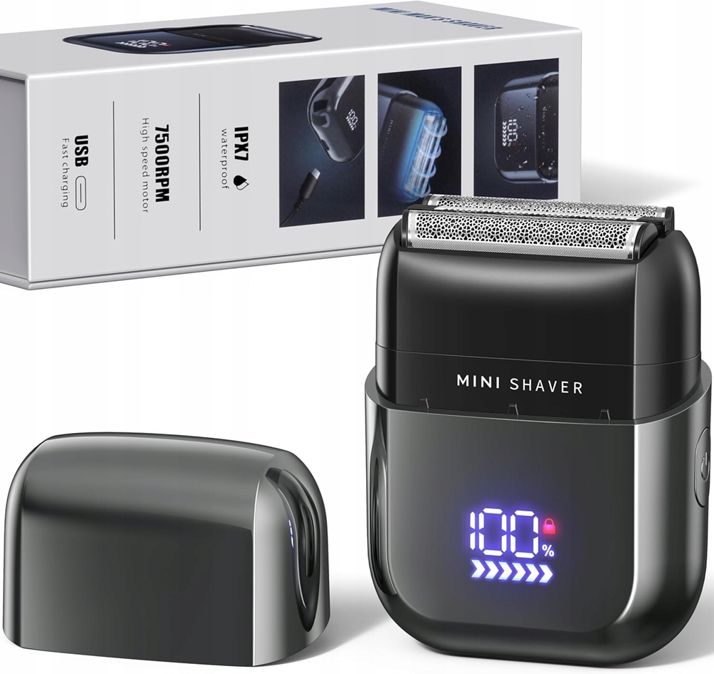 3 Plovoucí Čepele Holicí Strojek Led Display 900MAH Baterie Černá