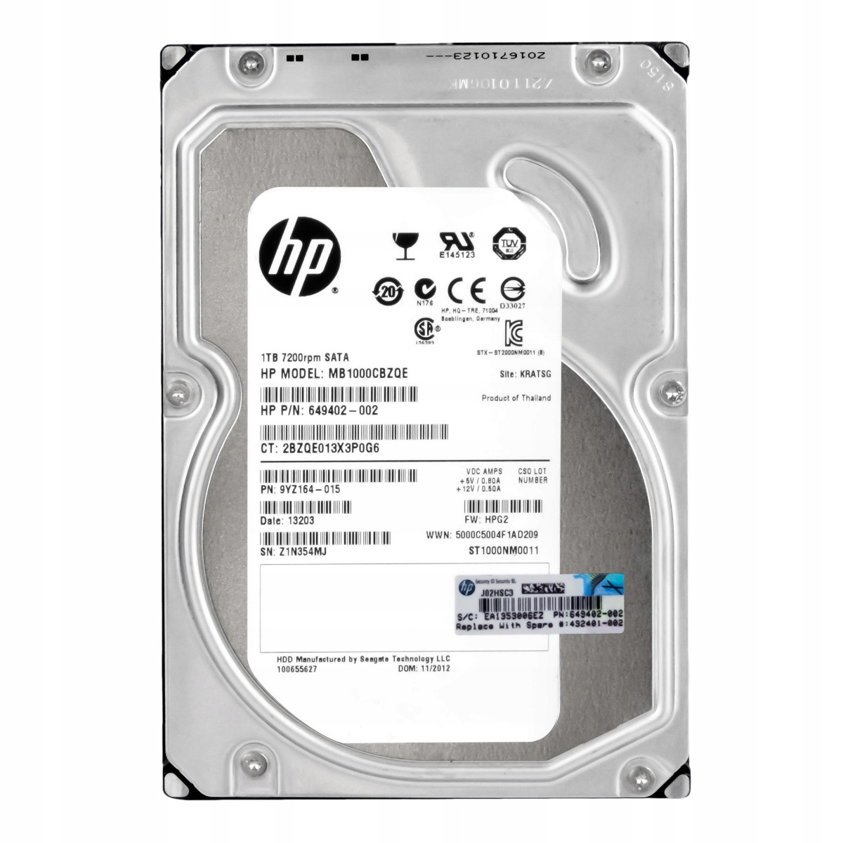 Hp 649402-002 1TB 7.2k 64MB Sata III 3.5'' MB1000CBZQE