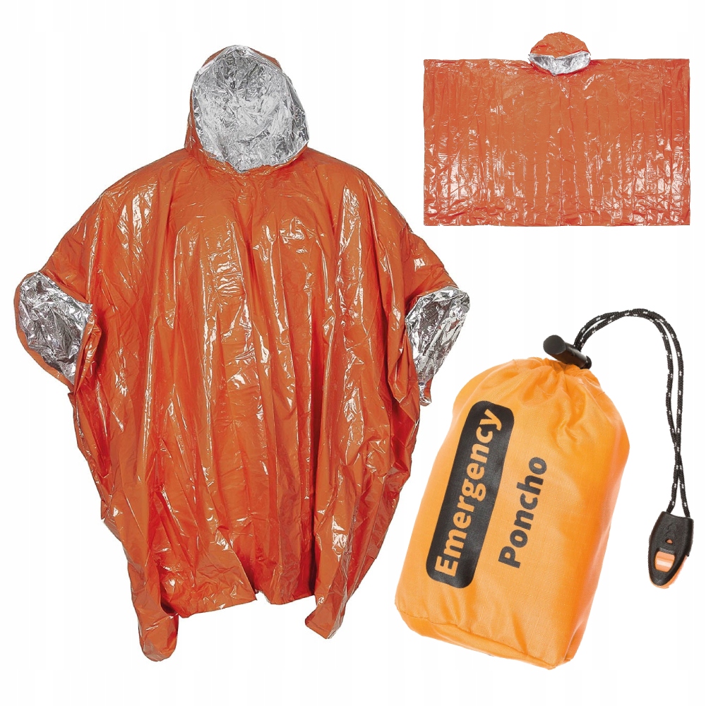 Poncho Ratunkowe Mfh Emergency Nrc Pomarańczowe Termiczne Folia Życia Etui