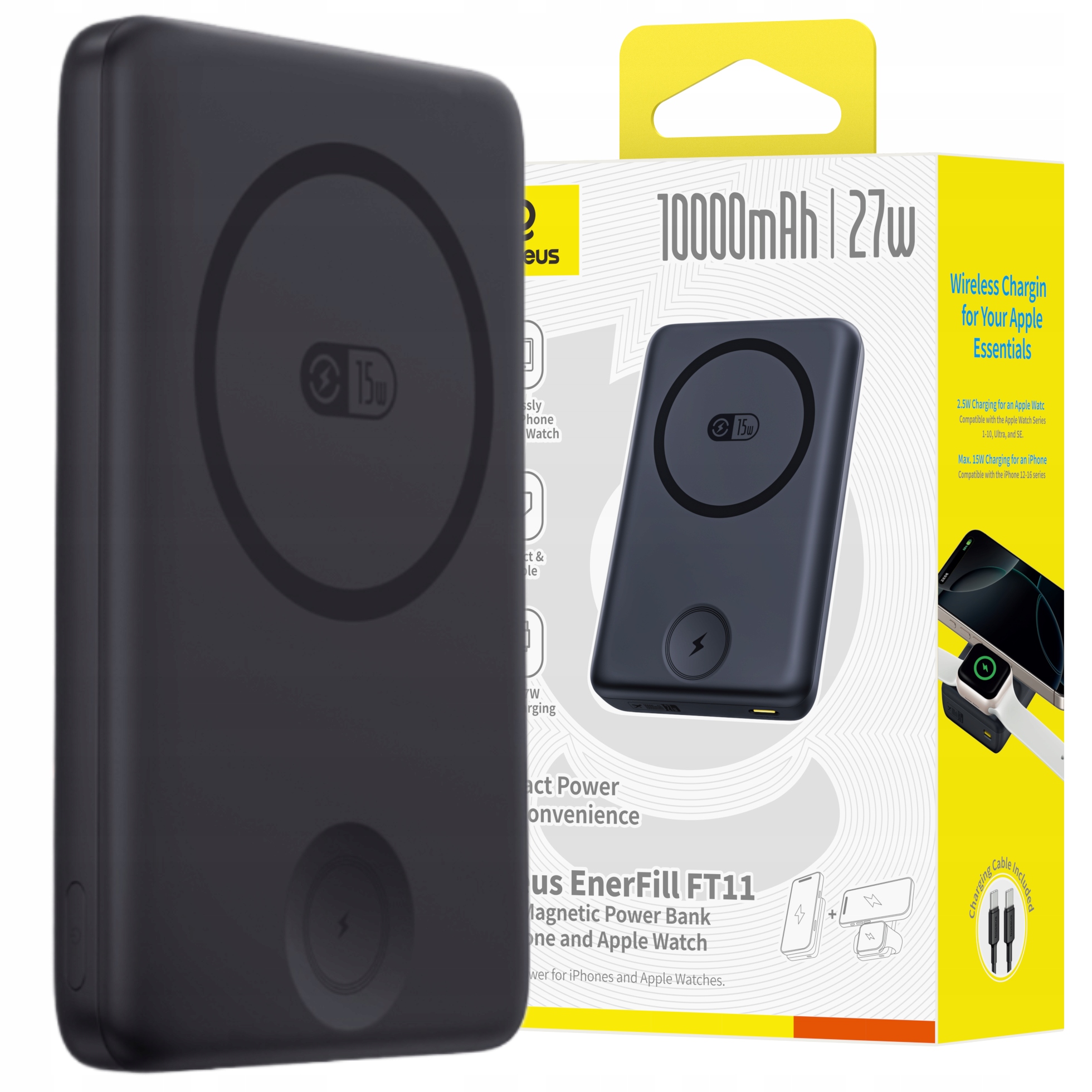 Baseus Rychlá Power Banka Indukční Nabíjení 10000MAH Pd 27W Usb-c Magsafe