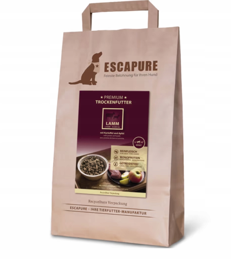 Levně Krmivo suché pro psa Pečené jehněčí maso Escapure Premium Adult Lamm 1,5 kg