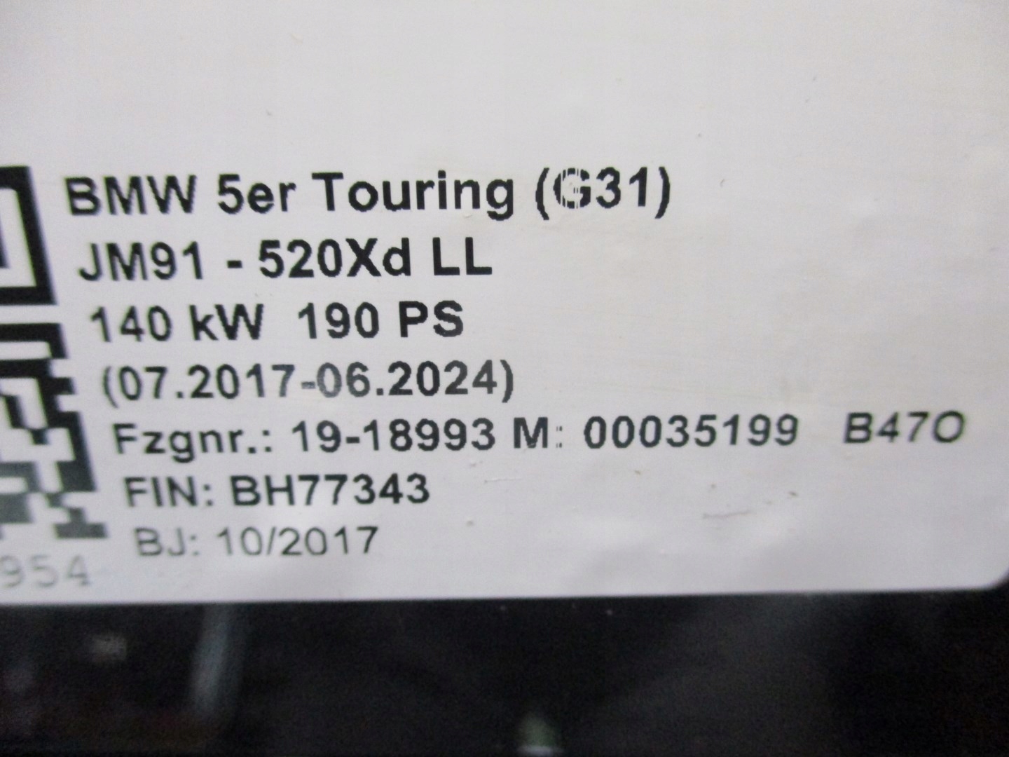 bumper BMW 5 G31 6X PDC 475