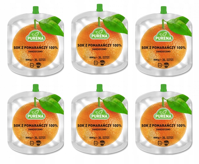 Sok pomarańczowy 100% zagęszczony na 18L syrop baza Purena 600 g x 6 sztuki