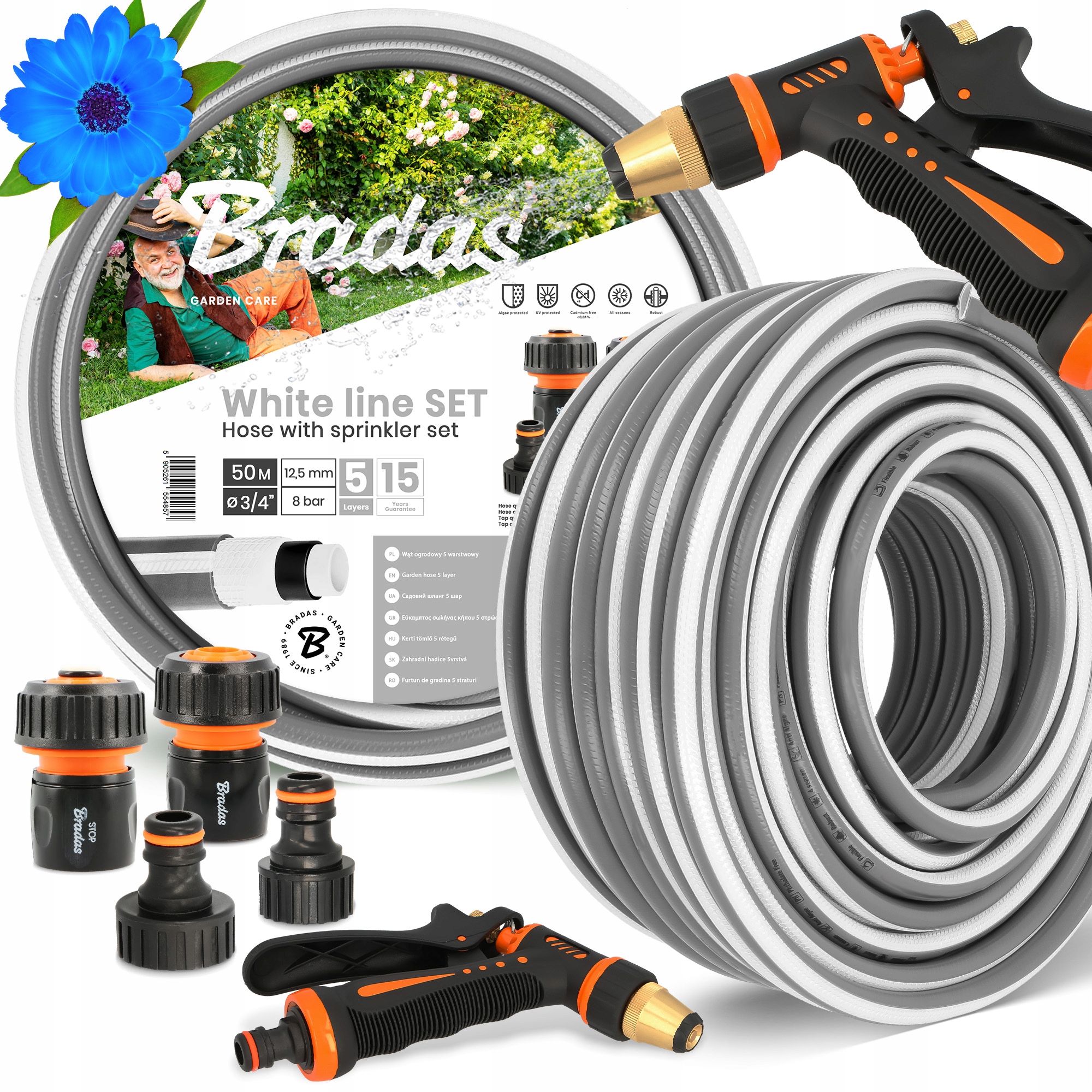 Záhradná Hadica 3/4 Vody Zvinovací 20 m Zalievanie Šlauf 5-VRSTVOVÝ Zbroj Yo