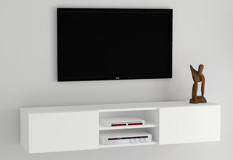 Szafka RTV pod telewizor modernistyczna biała RTV 140cm/3