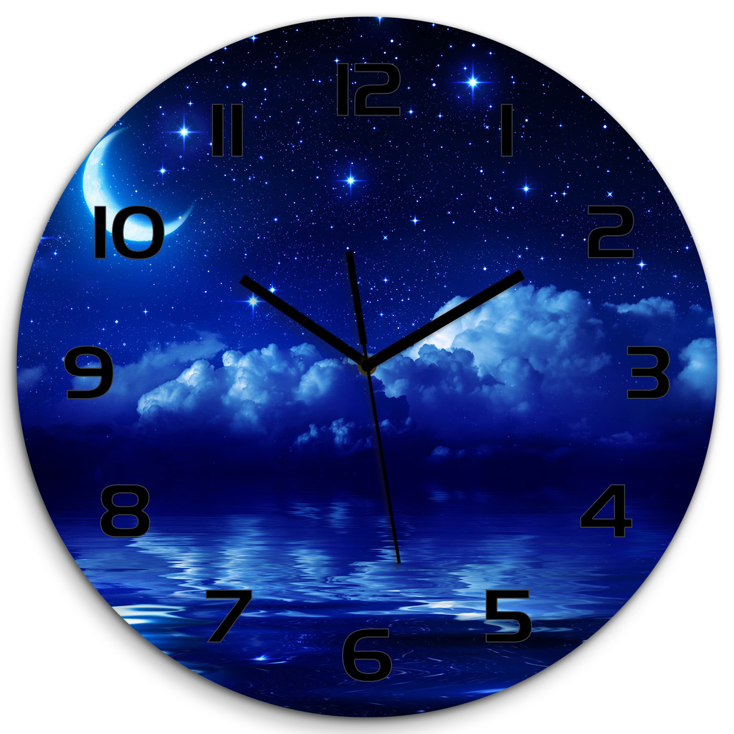 

Duży okrągły zegar ze szkła Niebo nocą fi 60 cm
