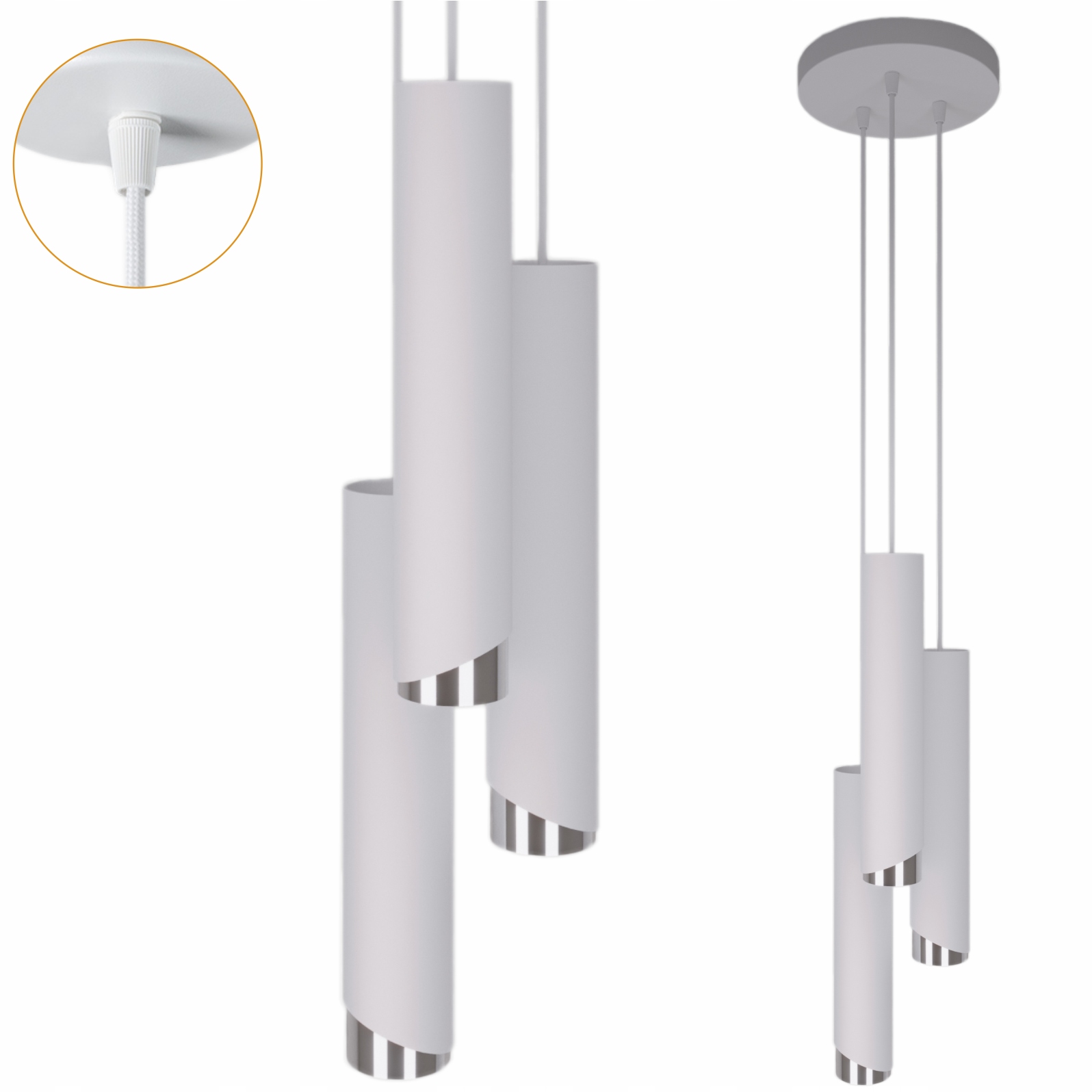 Závěsná lampa Lustr Stropní Svítidlo Tuby Kov Led GU10 Kulatá Ocelová Základna