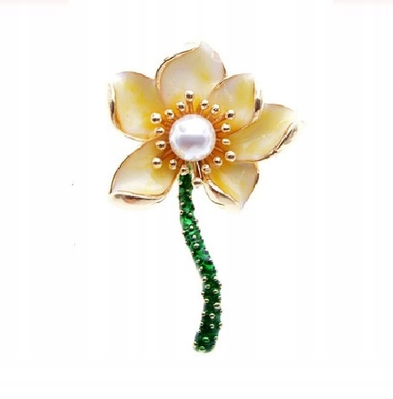 -% BROSZKA KWIAT ŻÓŁTY Z PERŁĄ