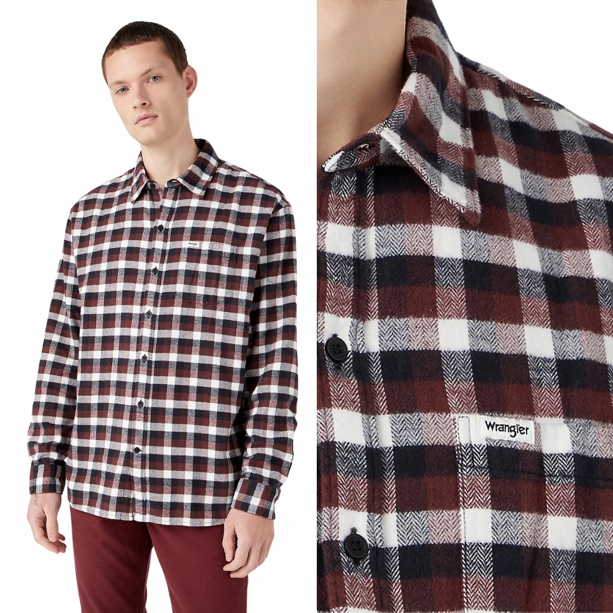 Wrangler 1 Pocket Shirt Dahlia pánská kostkovaná bavlněná košile Fit M