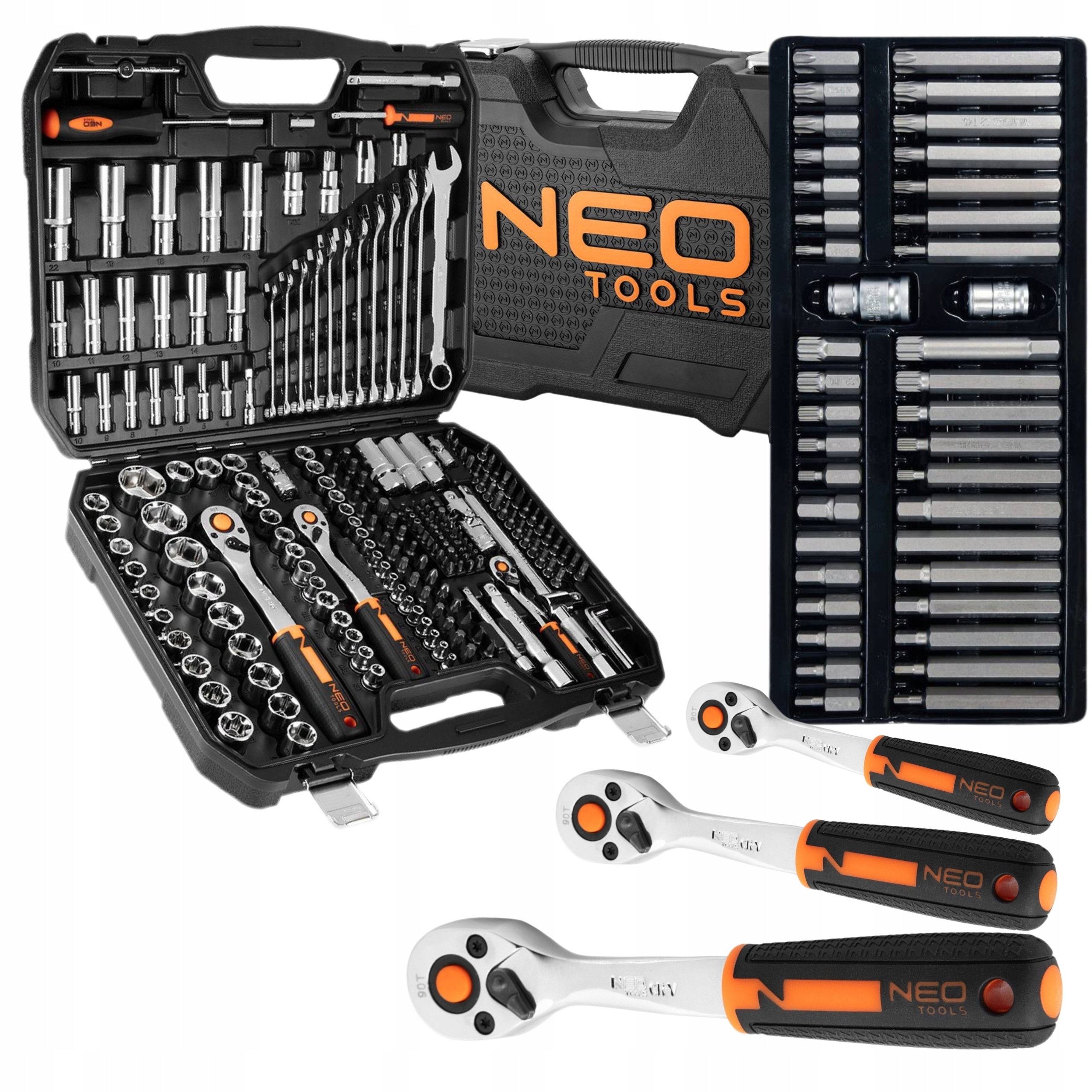 NEO ZESTAW KLUCZY NASADOWYCH 219E 1/2" 1/4" NASADKI BITY SATYNA +TORX 40SZT