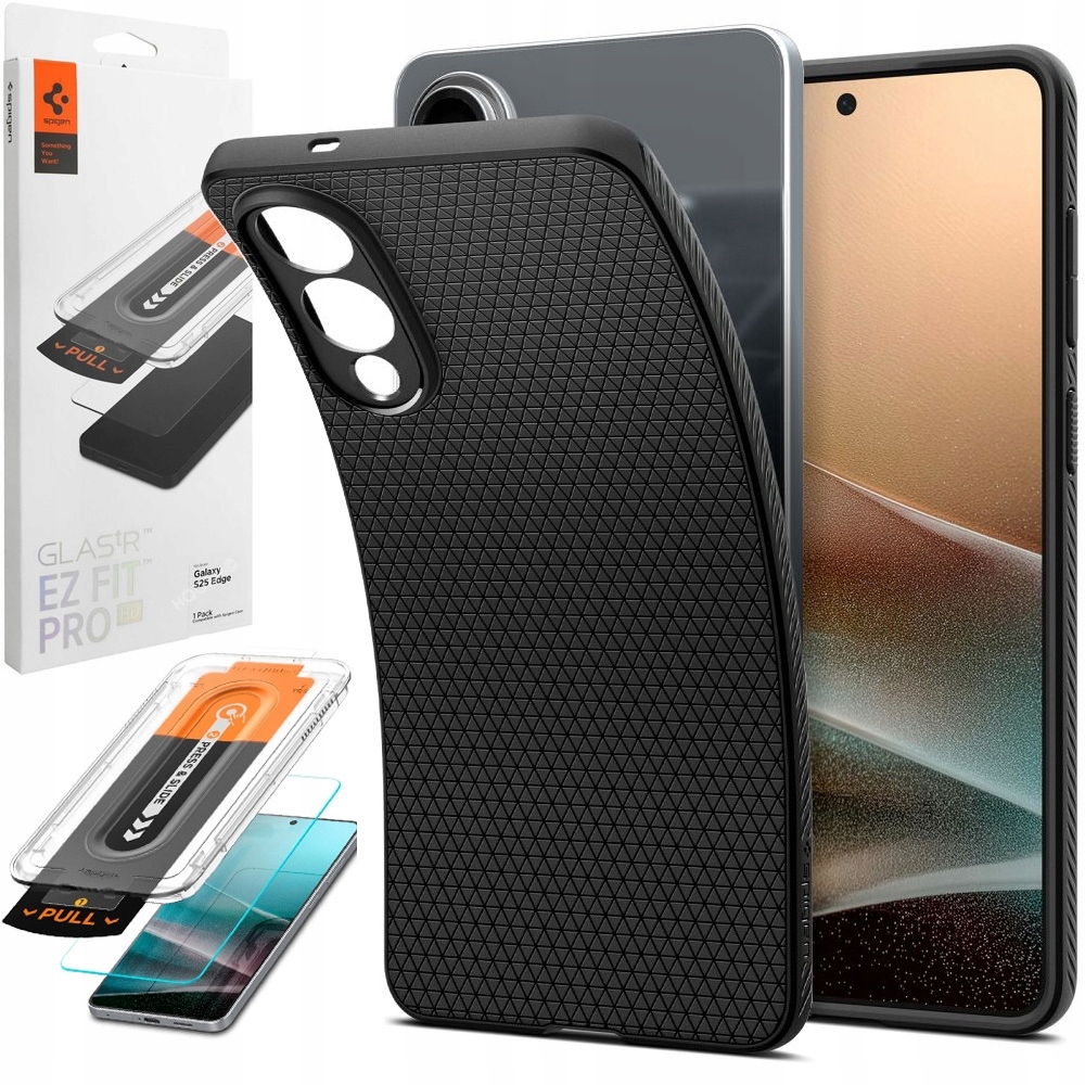 Sada Spigen: Pouzdro Liquid Air Sklo aplikátoru pro Samsung Galaxy S25 Edge