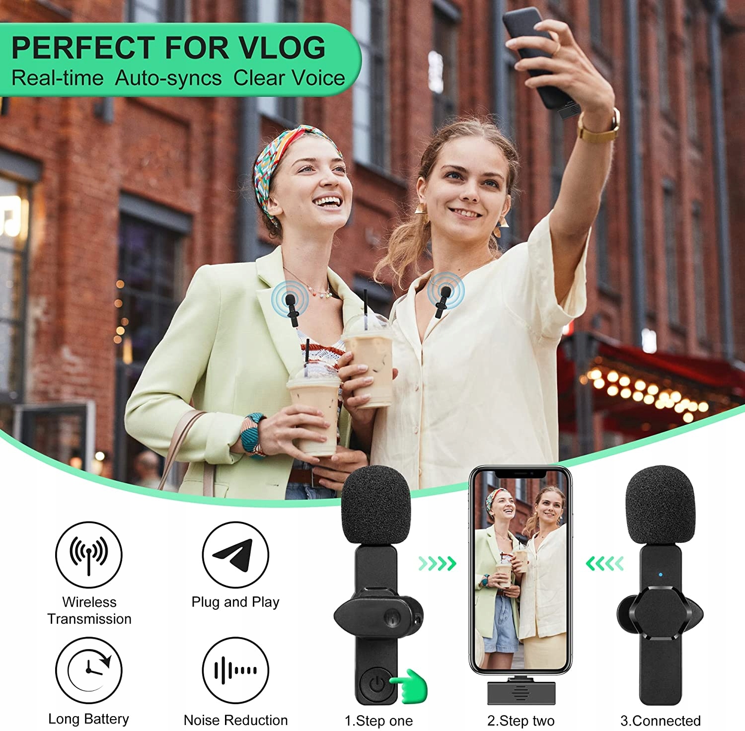 BEZPRZEWODOWY 2X MIKROFON PRO KRAWATOWY DLA TYPE-C Marka Gaekol