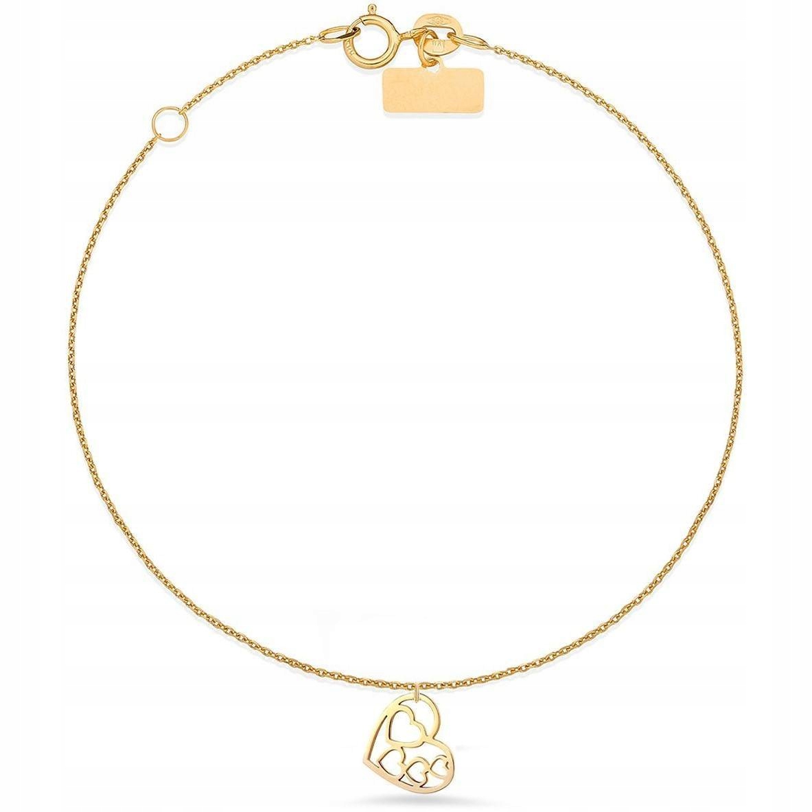 

Złota bransoletka 333 Celebrytka Serce Grawer