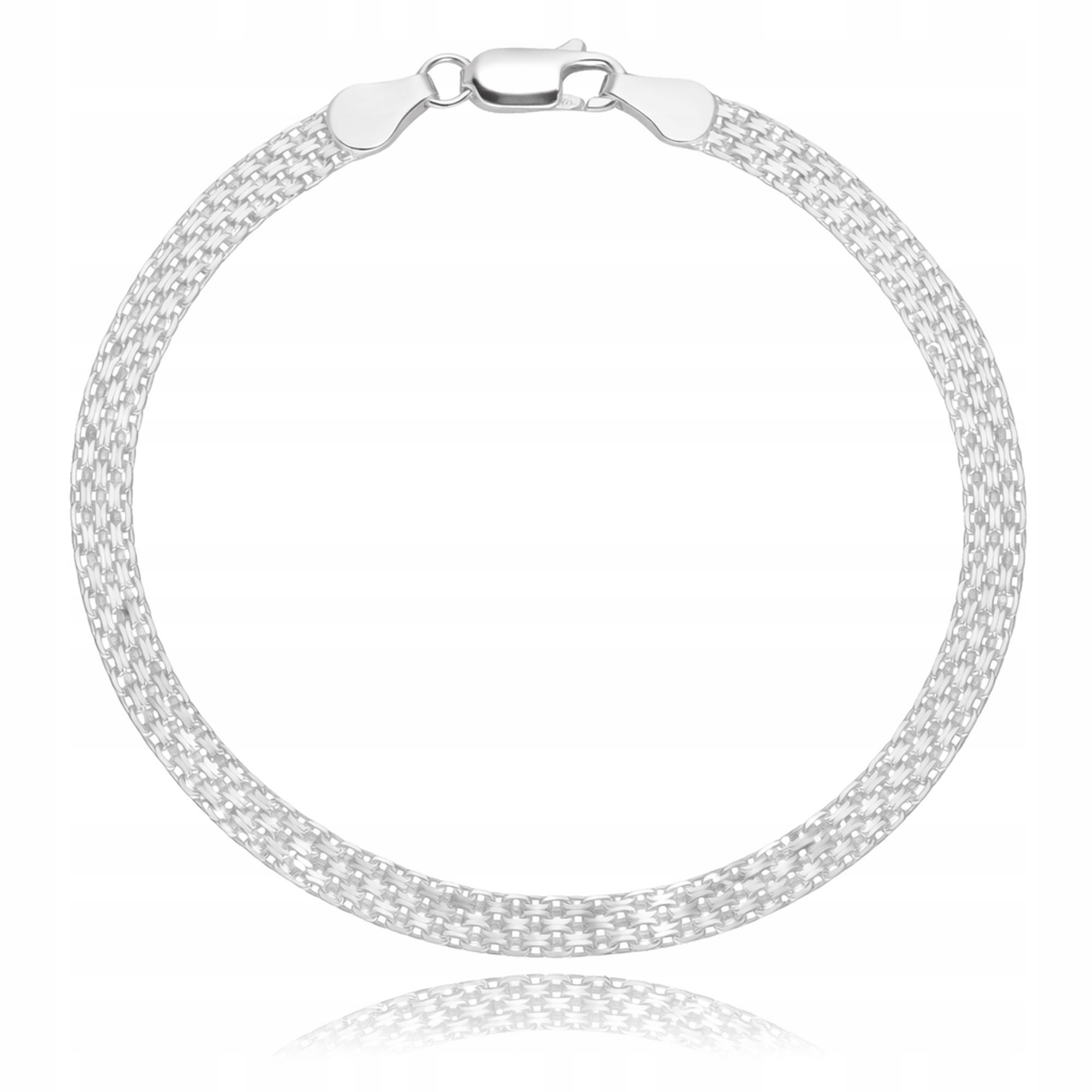 Stříbrný náramek Bismarck 925 má hustou elegantní a pevnou vazbu 19 Cm