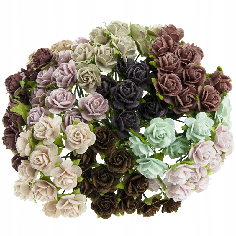 Papírové květiny Růže mix vintage 25mm 100ks