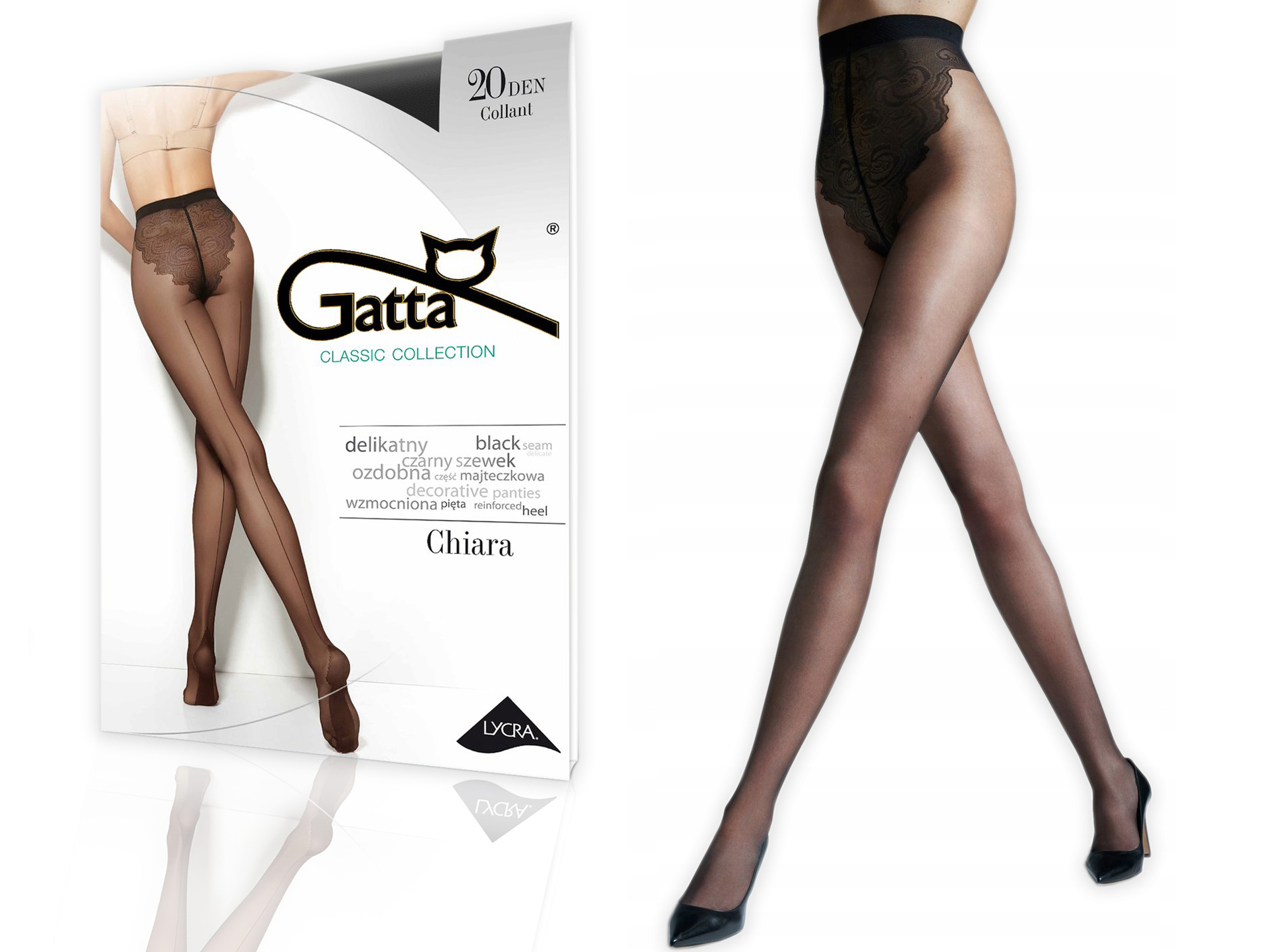 

Gatta rajstopy wzorzyste Chiara 20 den, nero, 3-M