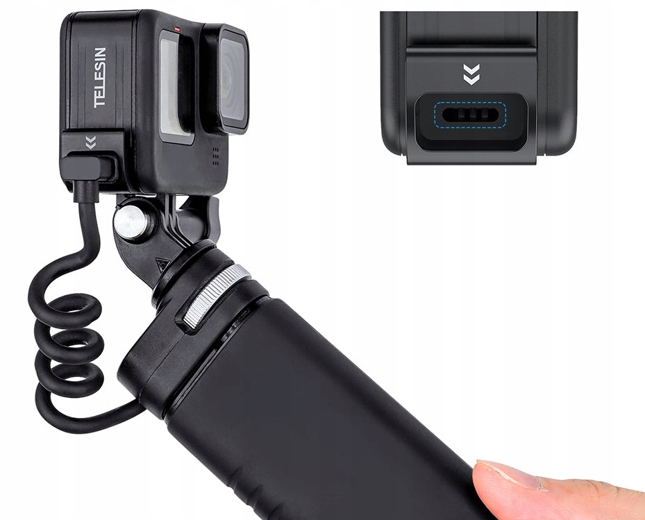 Klapka baterii z otworem na kabel USB-C do kamer GoPro HERO 12/11/10/9 Kolor czarny