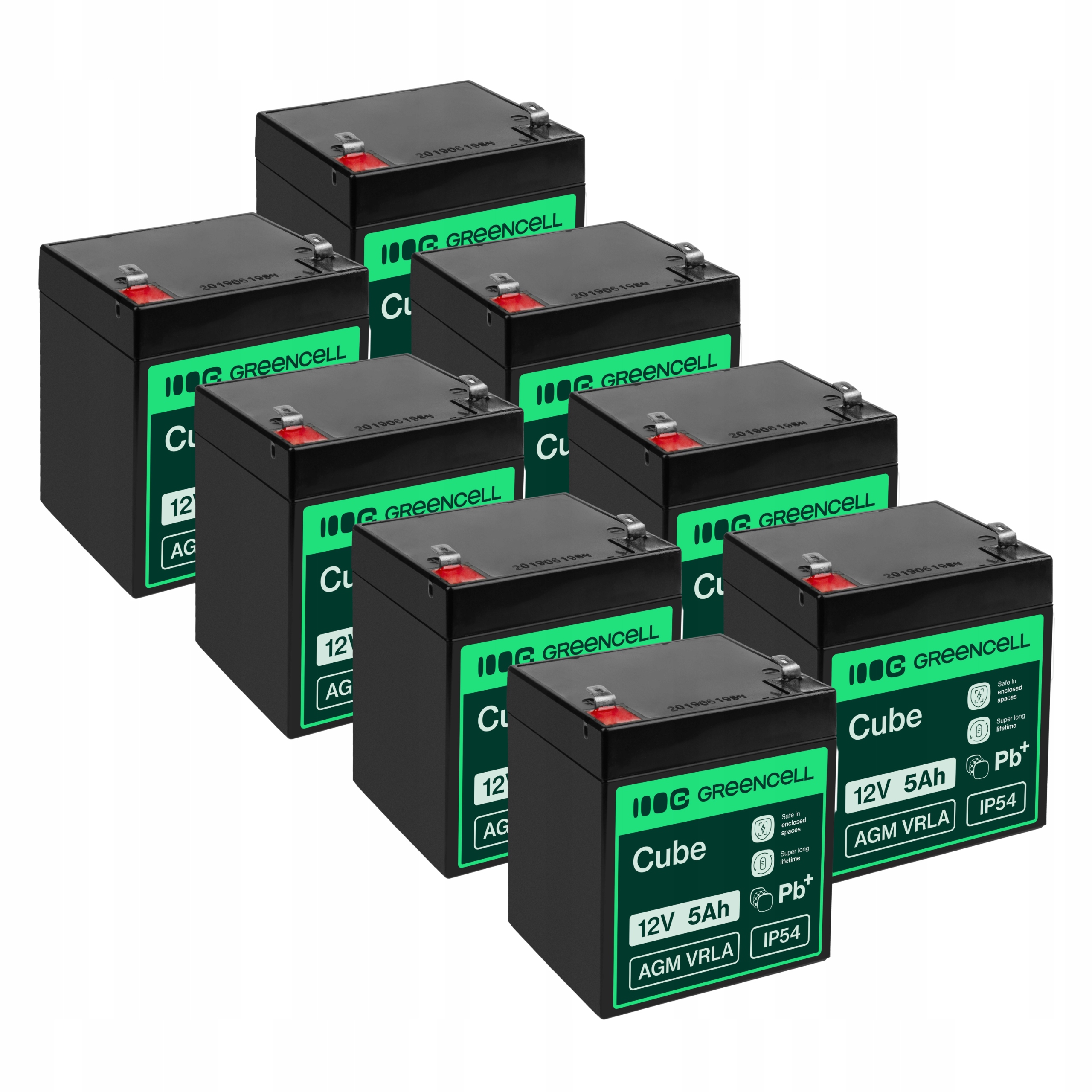 8x Sada baterií pro Apc RBC43 8x Agm 12V 5Ah sada baterií 5-12