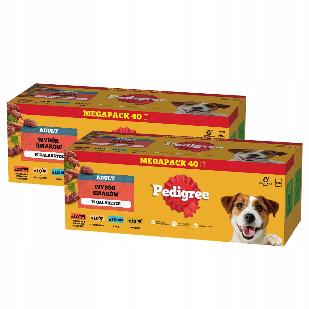 Zestaw 2X Pedigree Mokra Karma Dla Psa MIX Smaków W Galaretce 40X100G