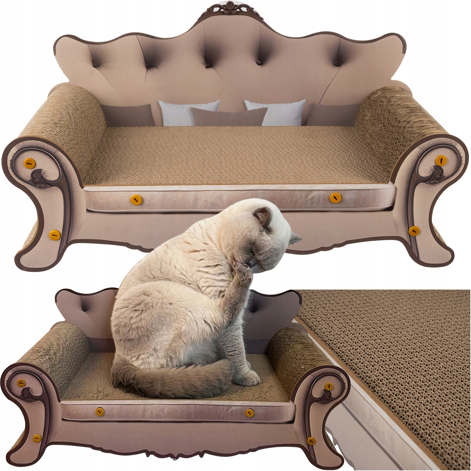 Levně Škrabadlo Pohovka pro kočku Pelíšek Pohovka Karton Kartonové Lehátko Kartonové 2v1