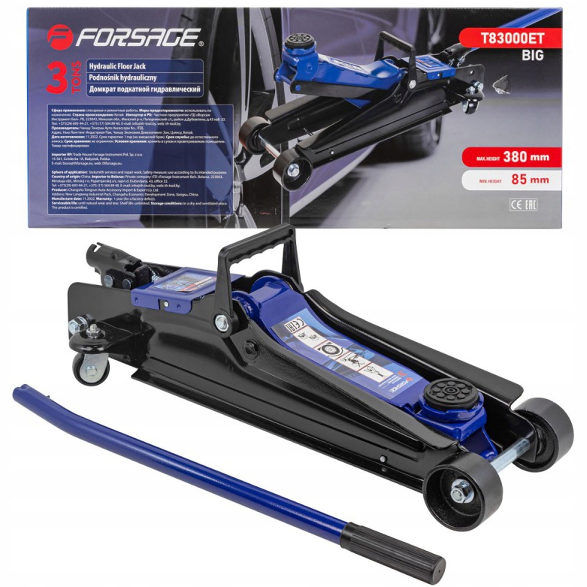 Hydraulický dielenský zdvihák 3T žaba páková guma Forsage