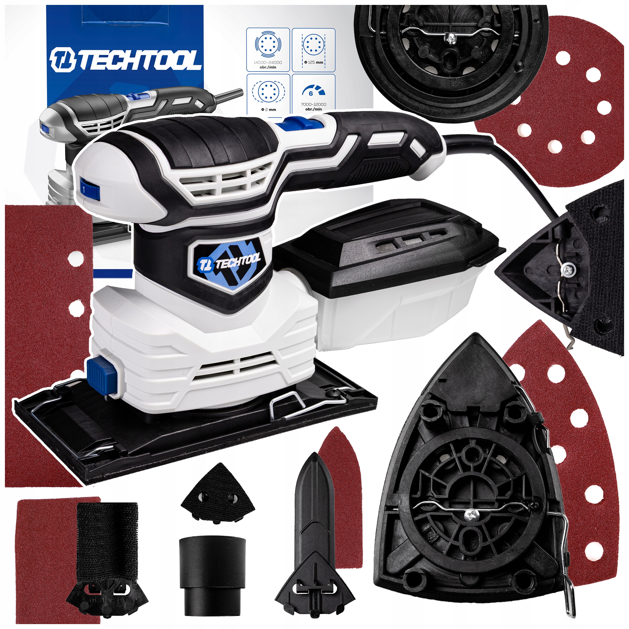 Szlifierka Mimośrodowa Oscylacyjna Wielofunkcyjna Do Drewna 5w1 Techtool