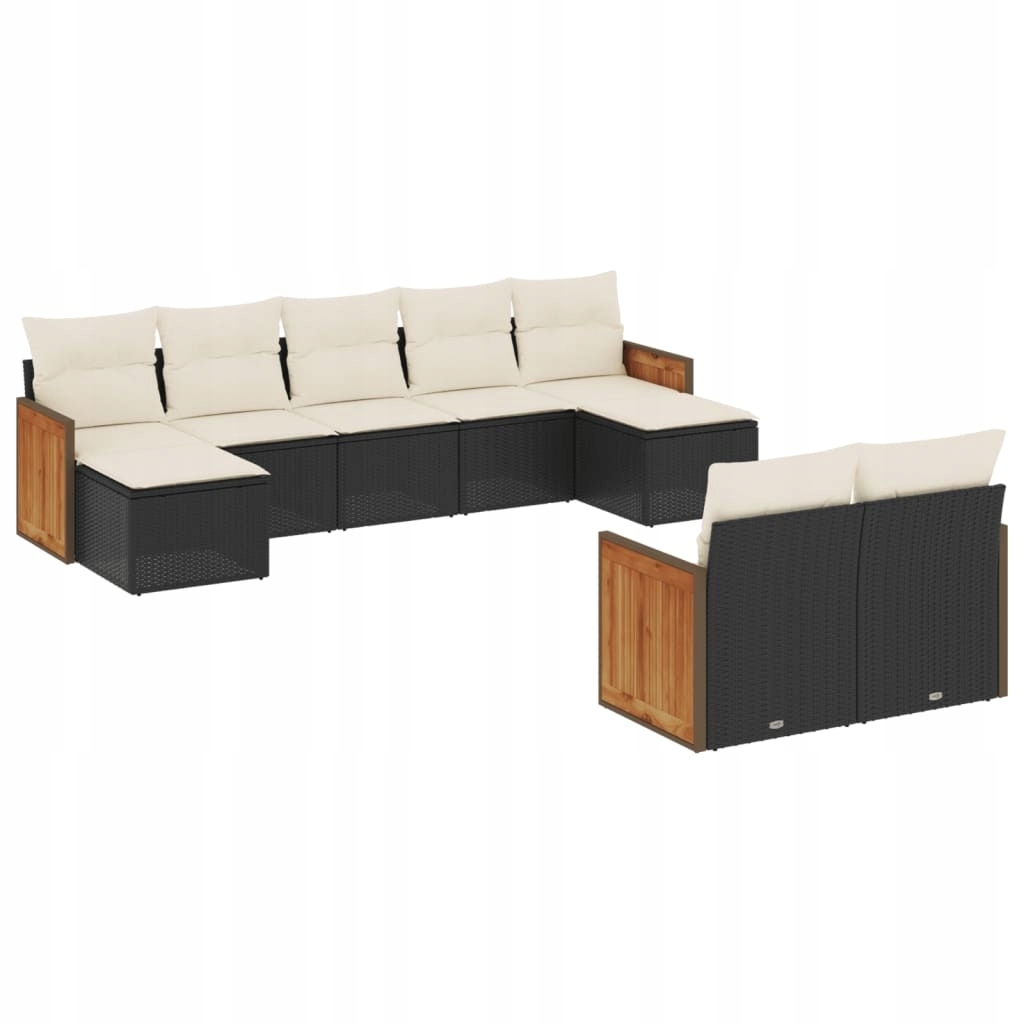 Set zahradního nábytku plast vidaXL černý 9 el.