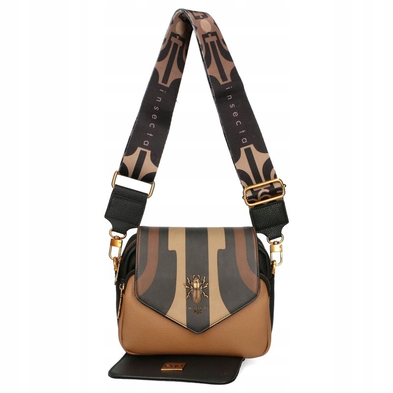 Dámská kabelka Ego Černá kožená s vyměnitelnými klopami Malá Crossbody