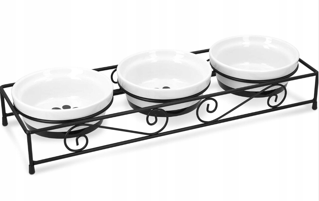 Levně Sada 3 keramických misek Navaris pro psy a kočky, 320 ml