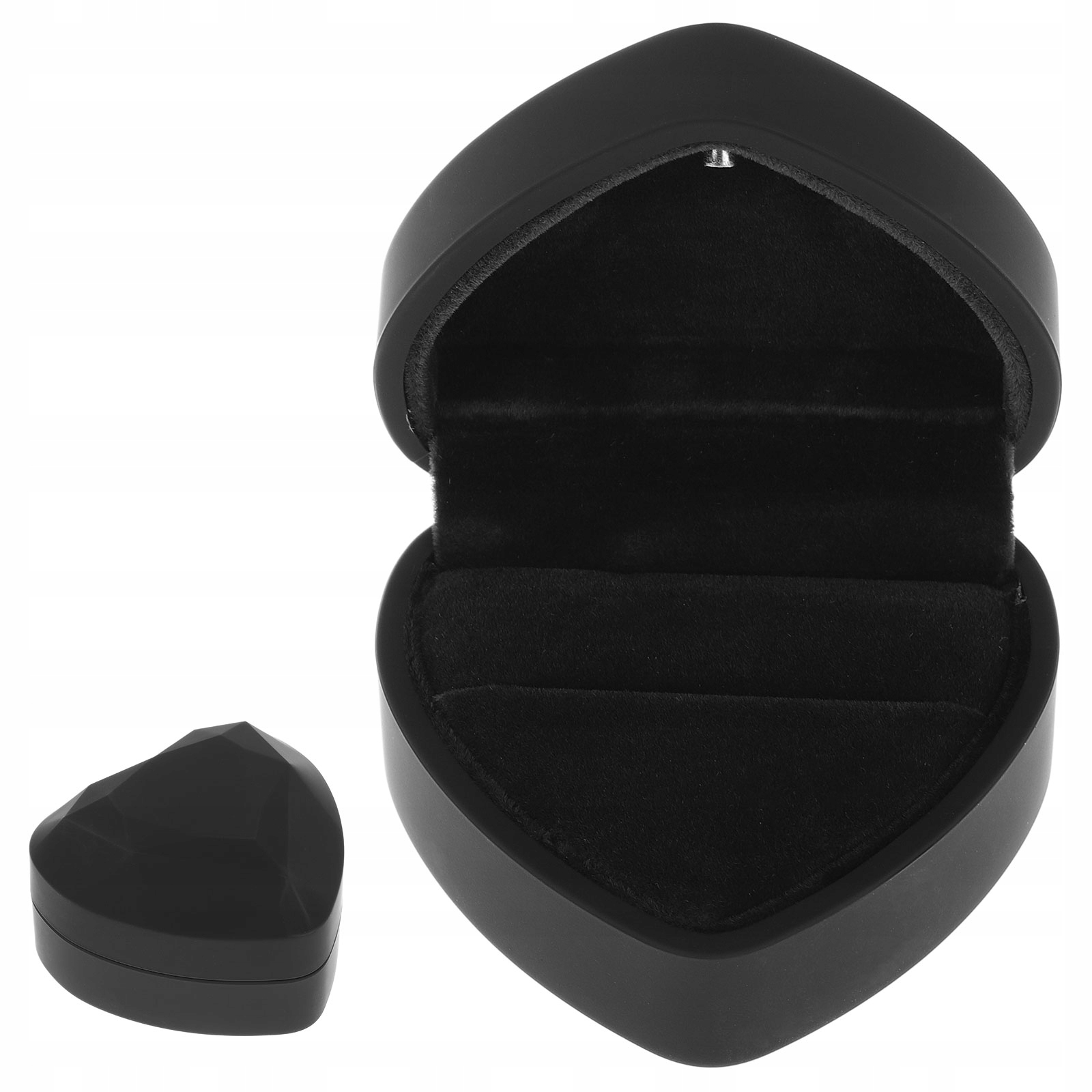 PLASTIKOWE PUDEŁKO DO PRZECHOWYWANIA PIERŚCIONKÓW W KSZTAŁCIE SERCA Z OŚWIETLENIEM LED