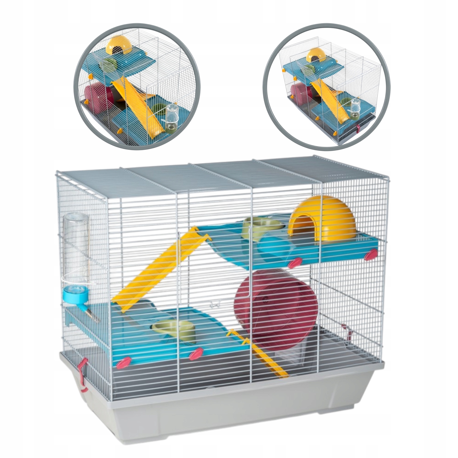 2-poziomowa klatka dla chomika i małych gryzoni 50x28x41 cm