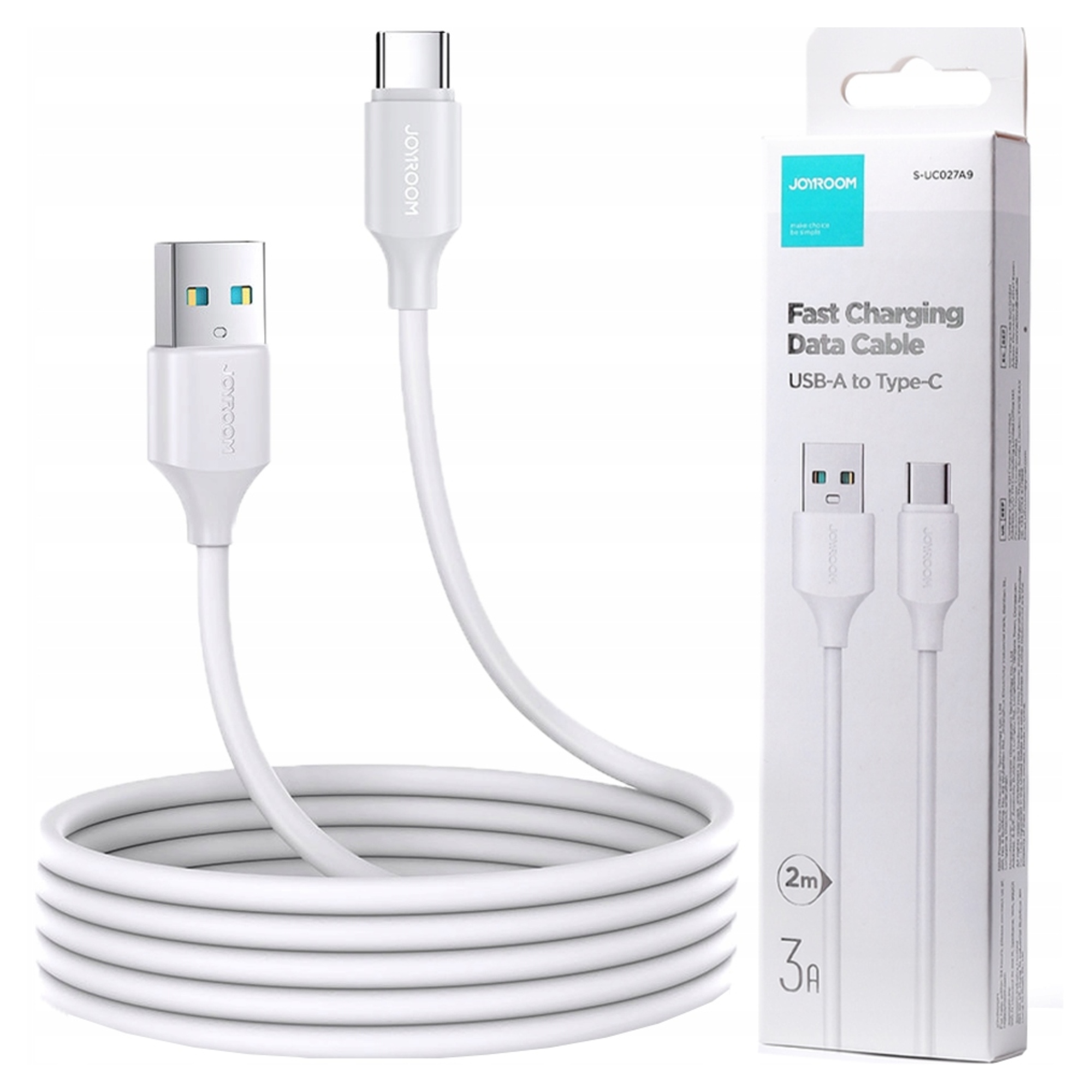 Joyroom kabel do ładowania / transmisji danych USB - USB Typ C 3A 2m biały