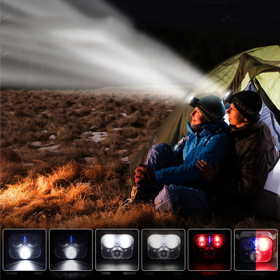 LATARKI CZOŁOWE MINI LED 6 TRYBY Z REGULACJĄ CZUJNIKA DO JOGGINGU Liczba trybów 6