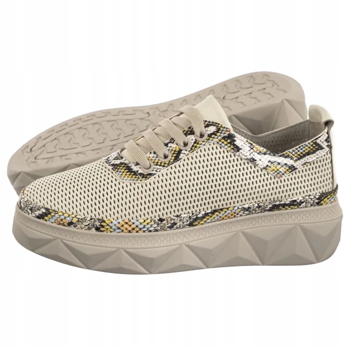 Dámské kožené tenisky Venezia béžové ažurové L055LEBEOSP033