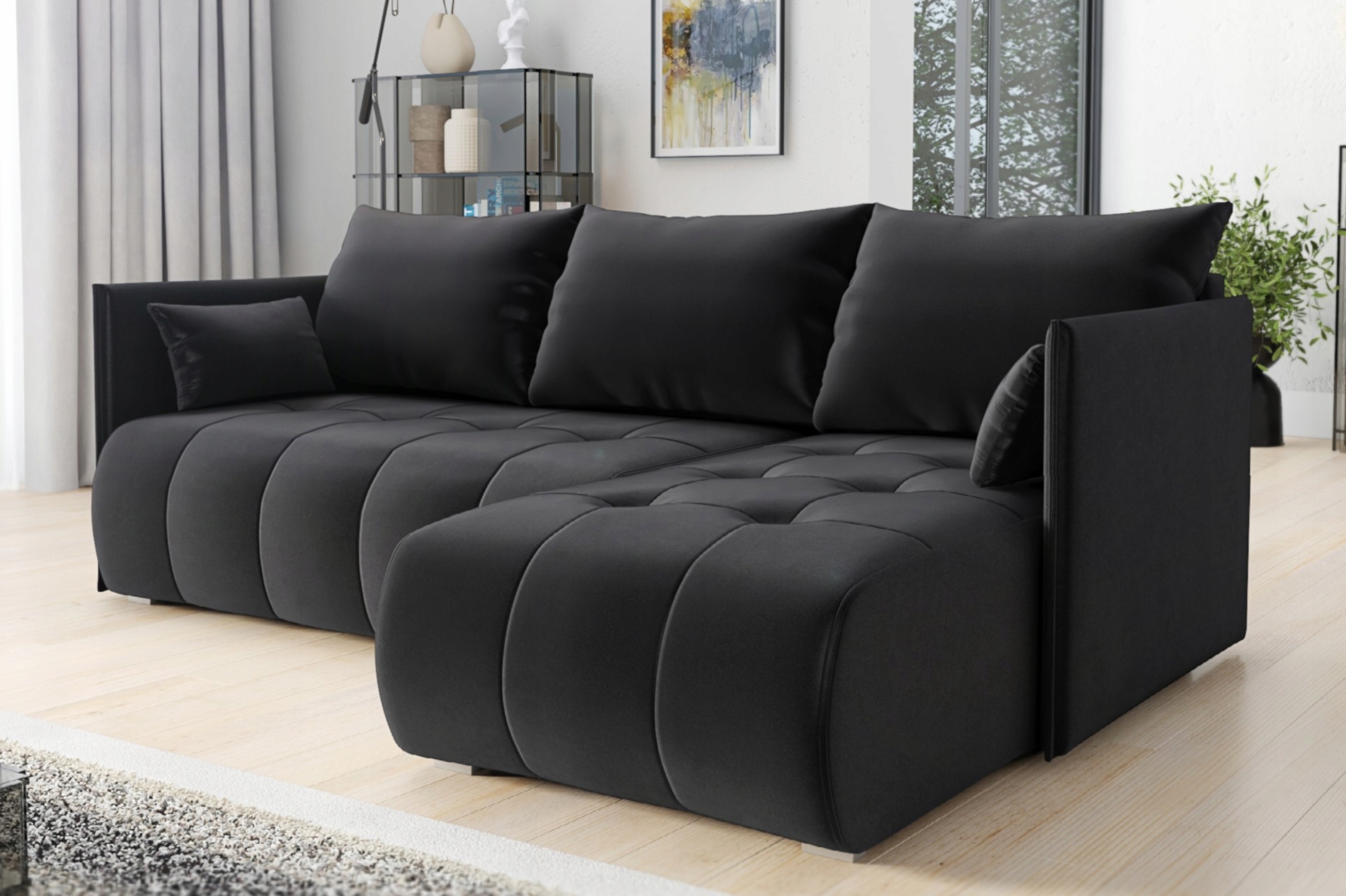 Narożnik/rogówka NESSA funkcja spania, pojemnik na pościel MONOLITH/TERRA