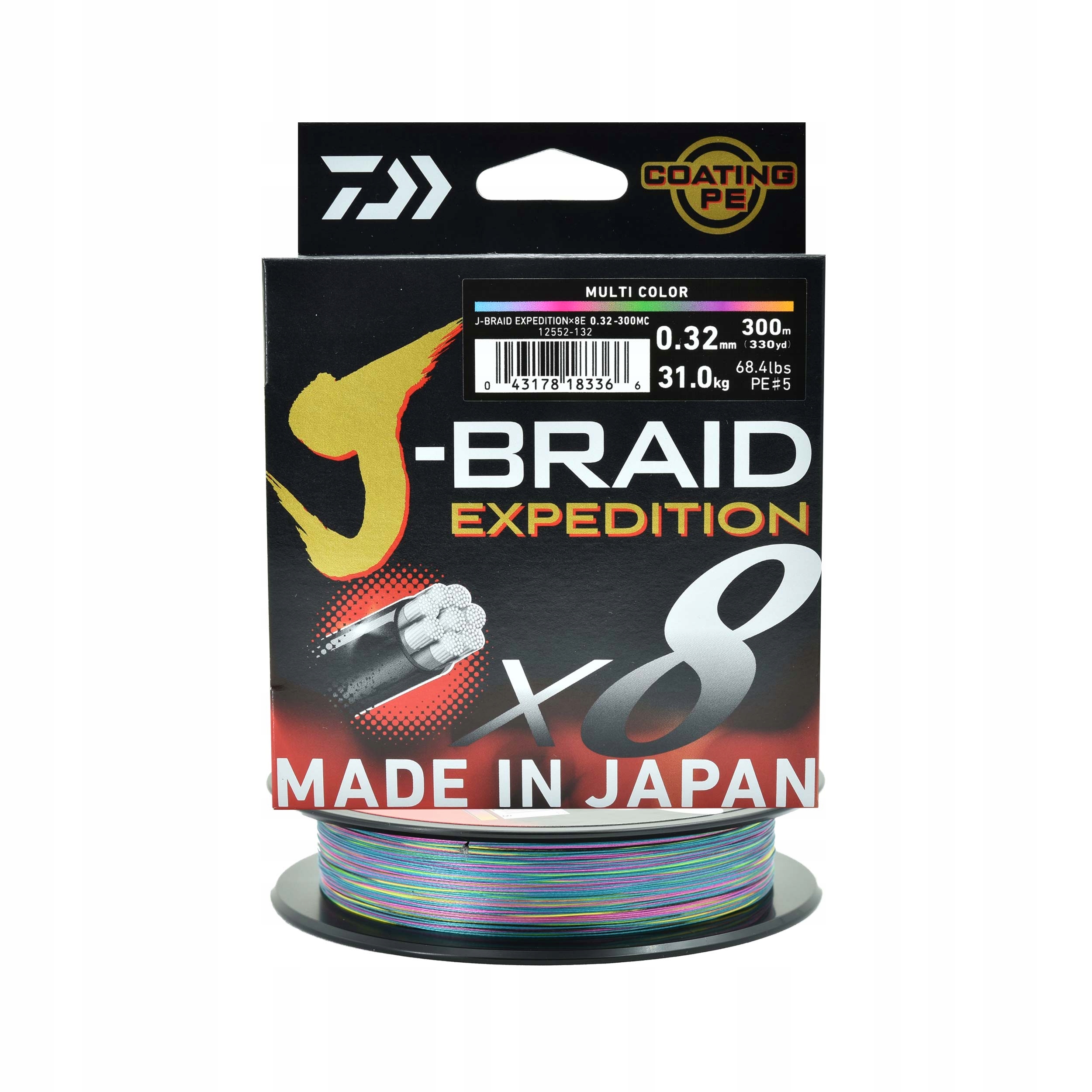 Plecionka Daiwa J-Braid Expedition X8E multikolor 0.32mm 300m 31,00kg 1szt.