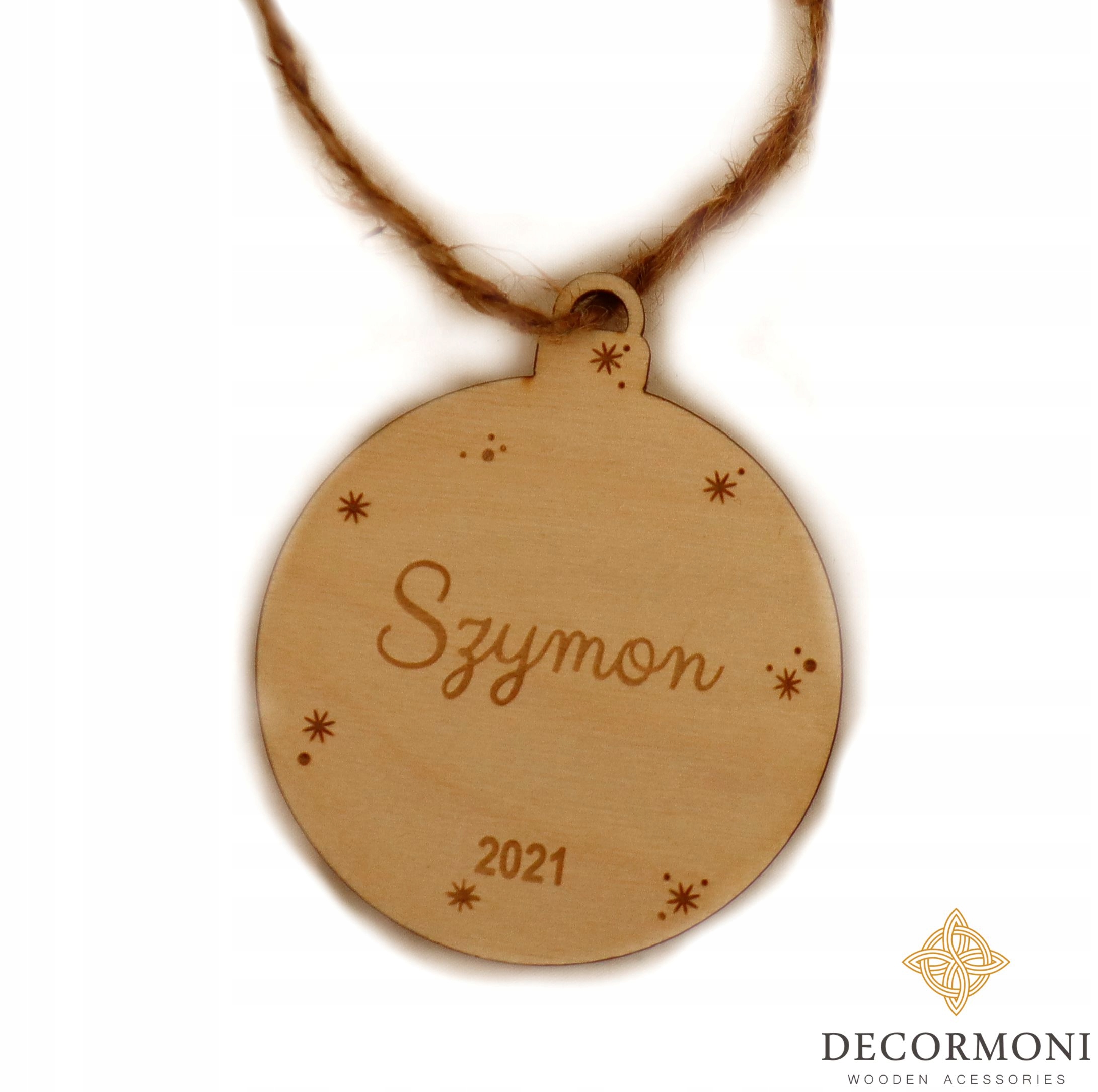 

bombka z imieniem drewniana imię dziecka gwiazdki