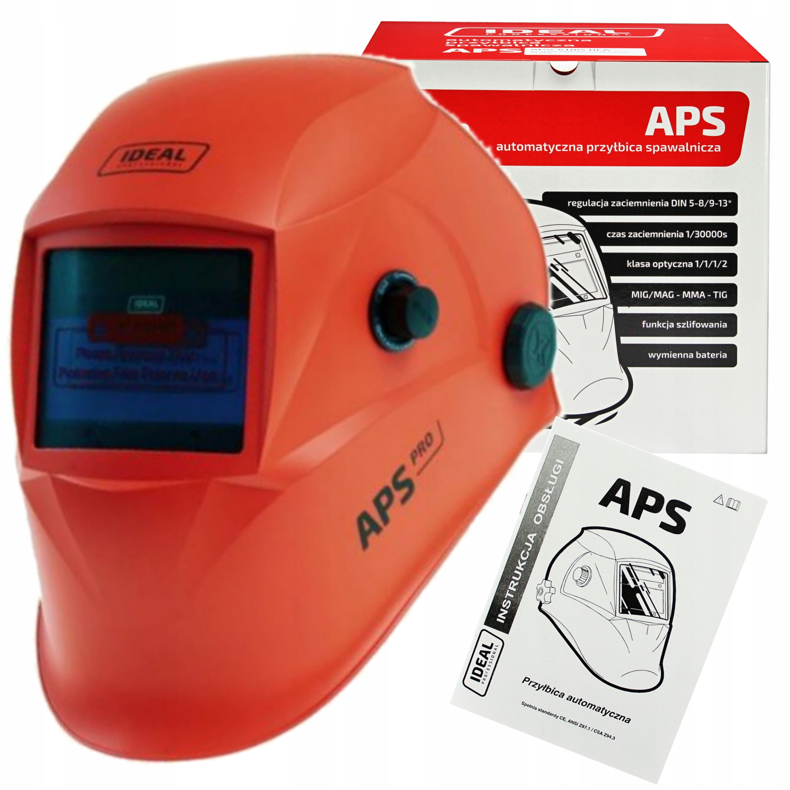 Maska spawalnicza Ideal Aps Pro 510G Red Matt przyłbica