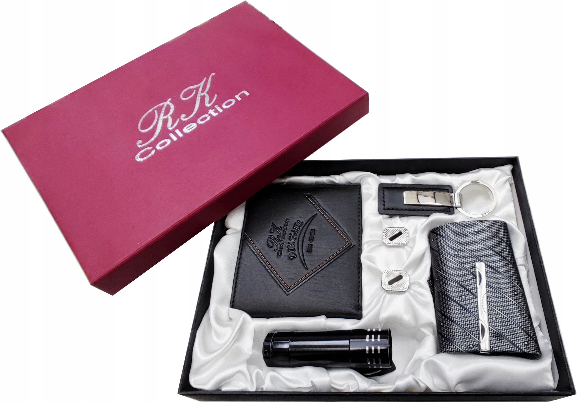 

Zestaw męski Portfel Krawat Spinki Latarka