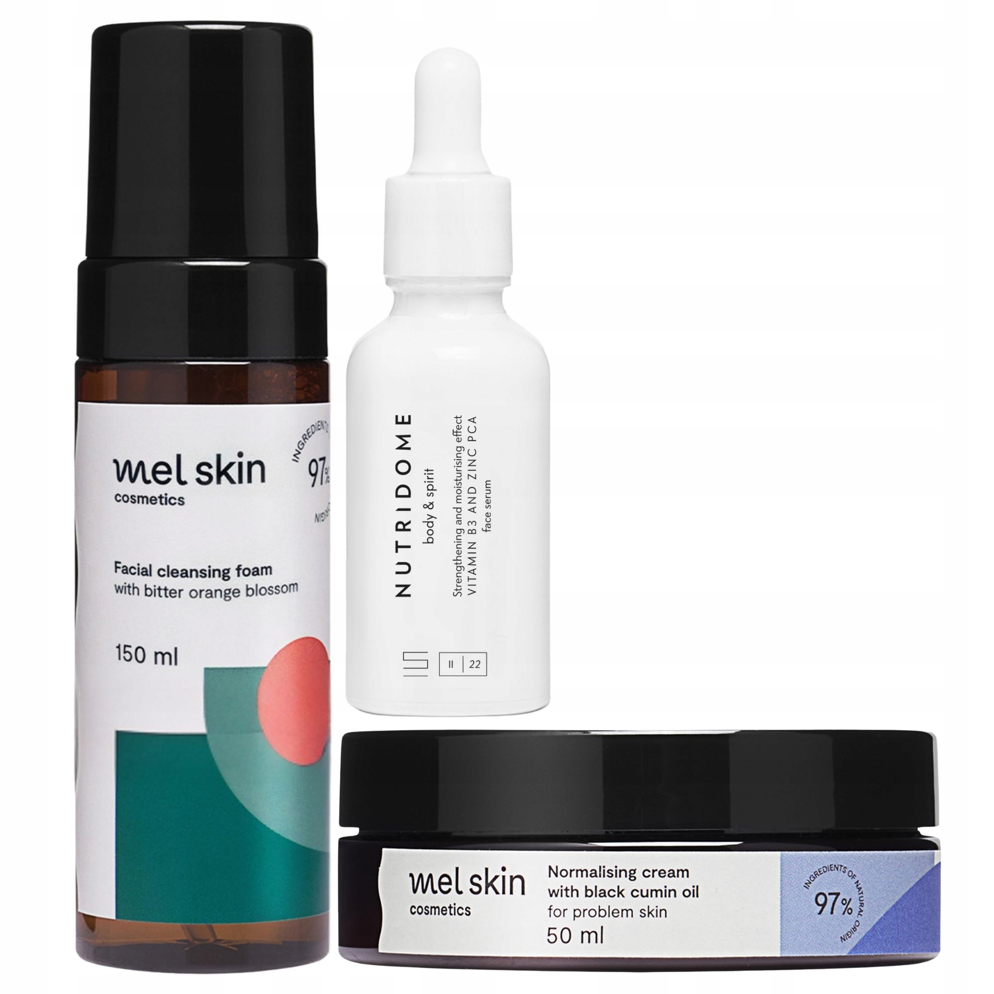 Dárková sada Mel Skin problematická pleť krém Pěna sérum B3 zinek