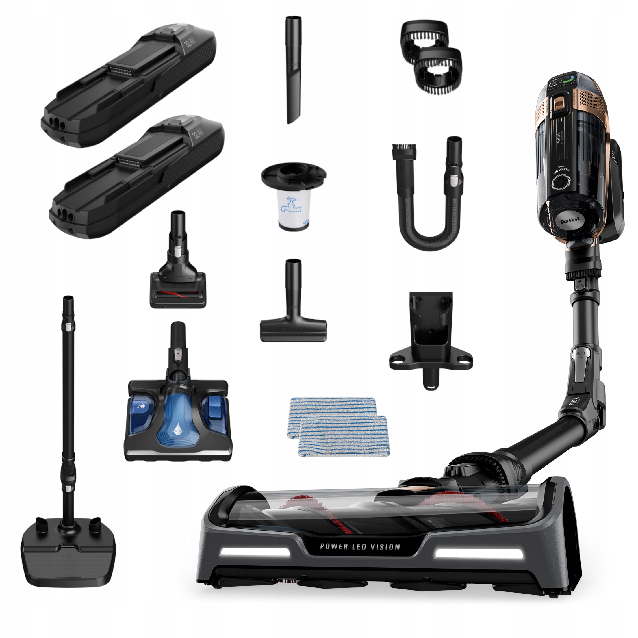 Odkurzacz pionowy bezprzewodowy Tefal Flex Aqua 15.60 TY99G3 3w1 2 baterie