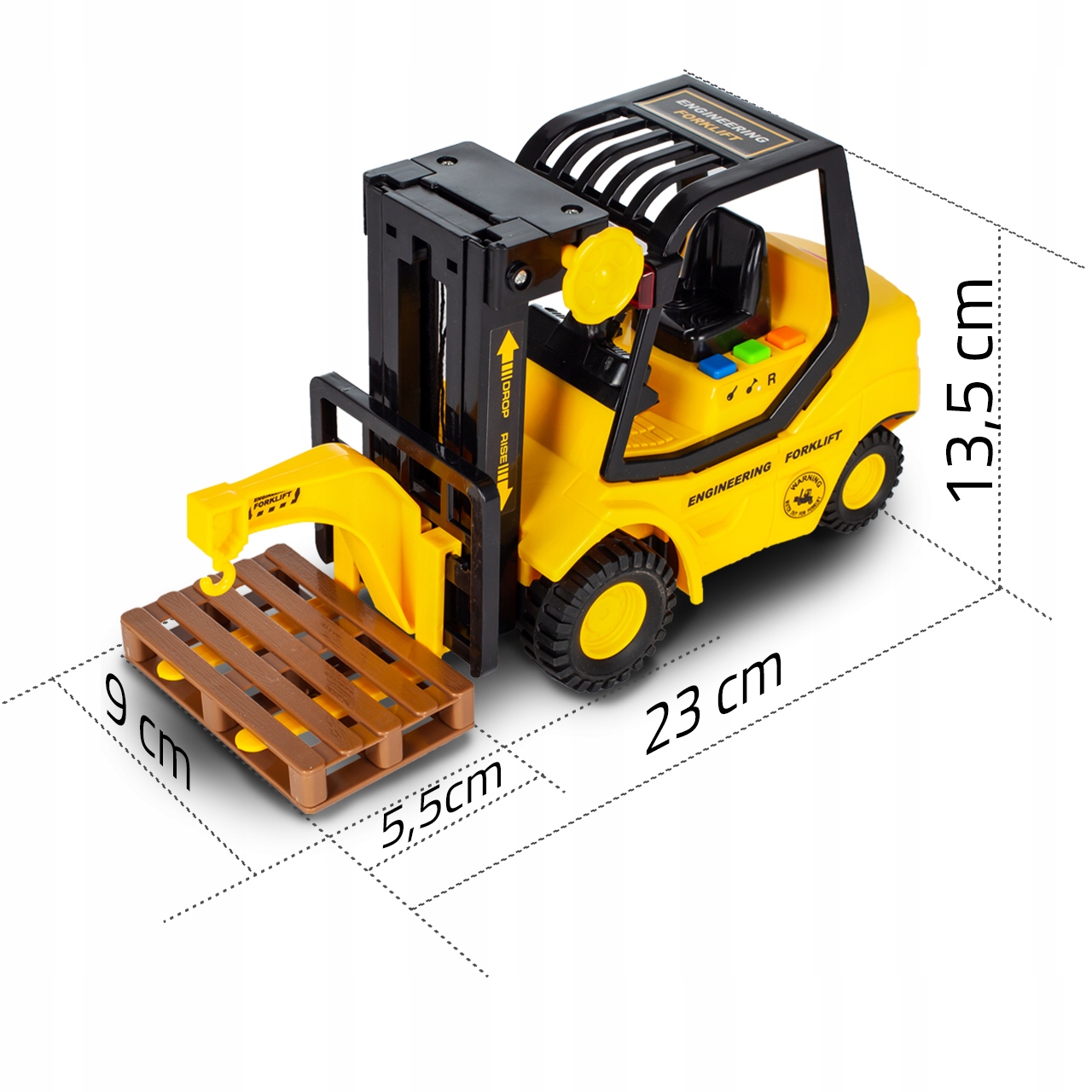 WÓZEK WIDŁOWY PALETOWY PALECIAK ZABAWKA DLA DZIECI DŹWIĘK ŚWIATŁO PALETA EAN (GTIN) 5901924223818