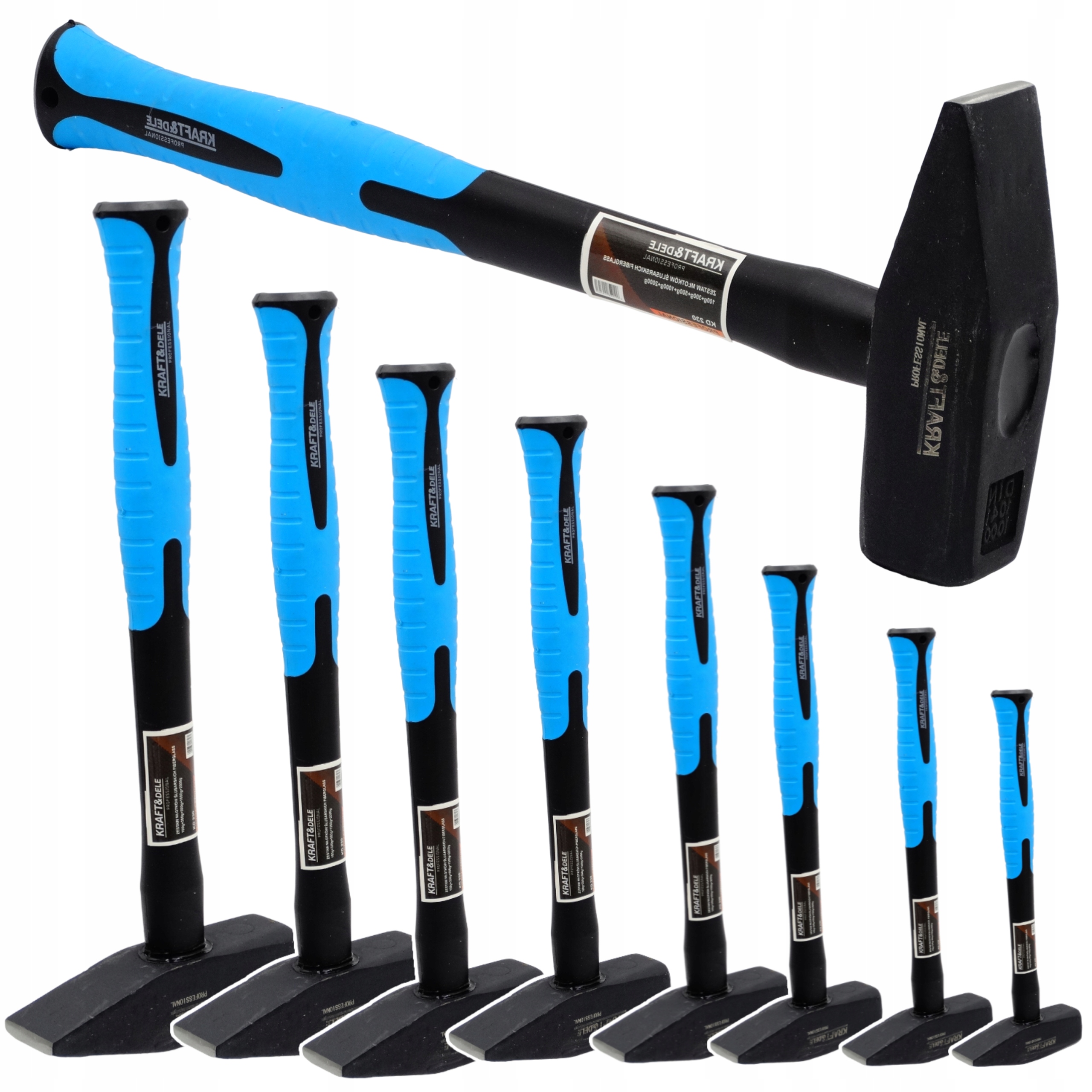 Zestaw młotków młotki młotek ślusarskich fiberglass 8 sztuk 100-1500gr.