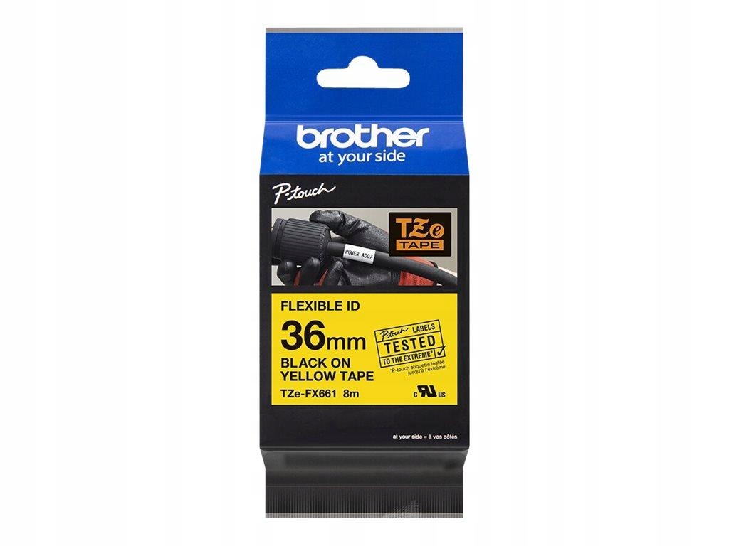 Brother TZEFX661 Taśma Brother 36mm Black On Yellow Flexible ID