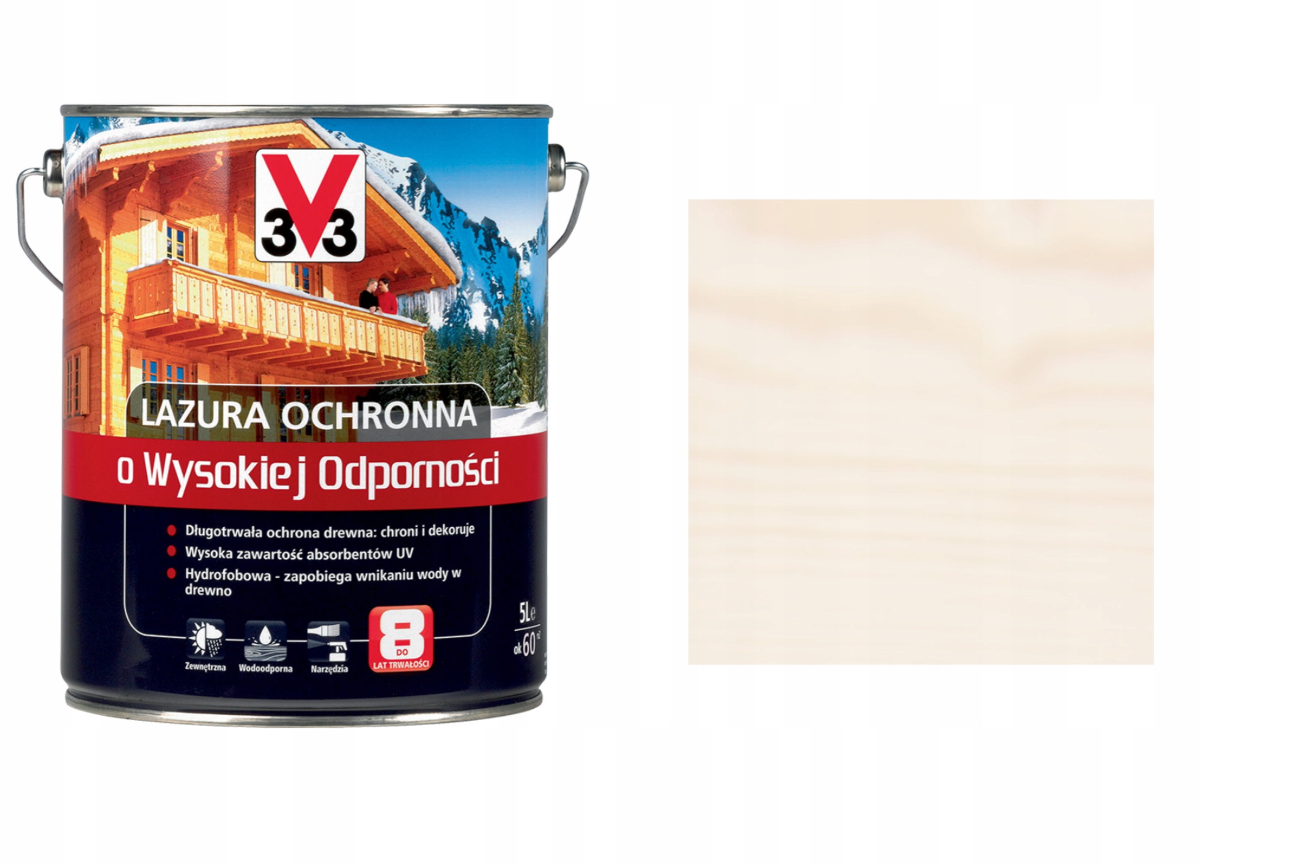 

V33 Lazura O Wysokiej Odporności 8 Lat Biały 5L
