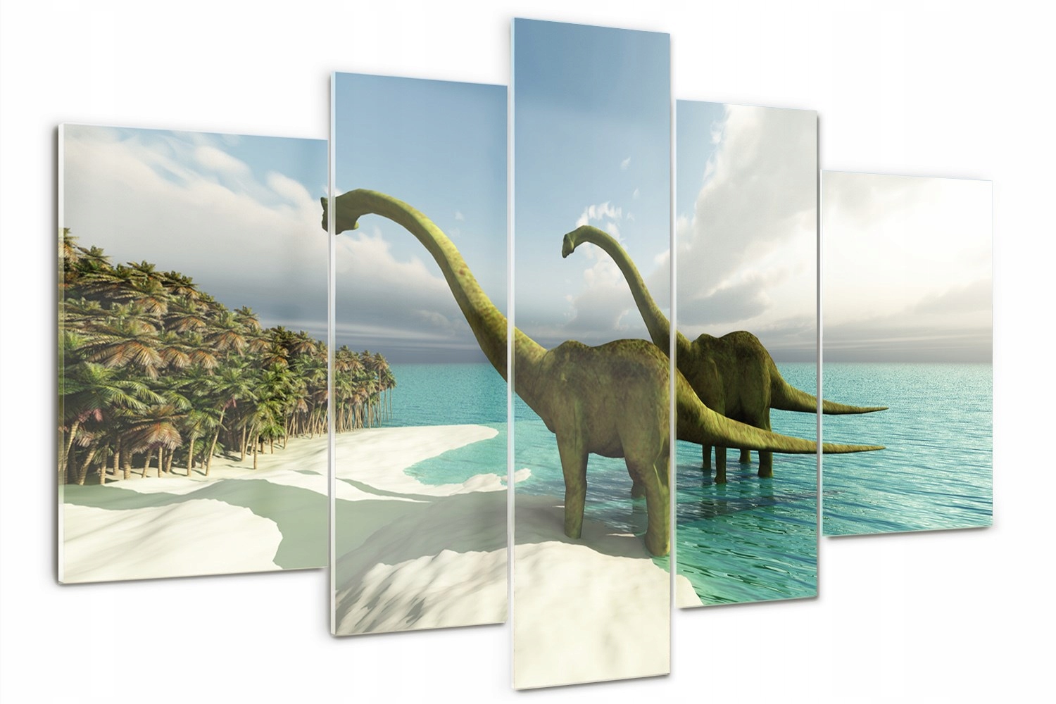 

Foto Obraz szklany tryptyk Dinozaury na plaży