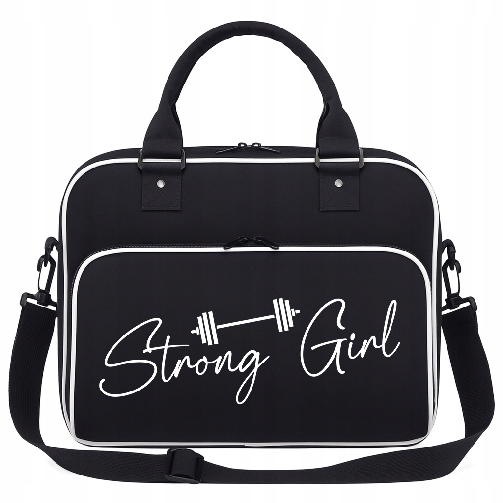 Torba Czarna Strong Girl Pojemna Na Siłownię Trening Fitness Pilates Sport