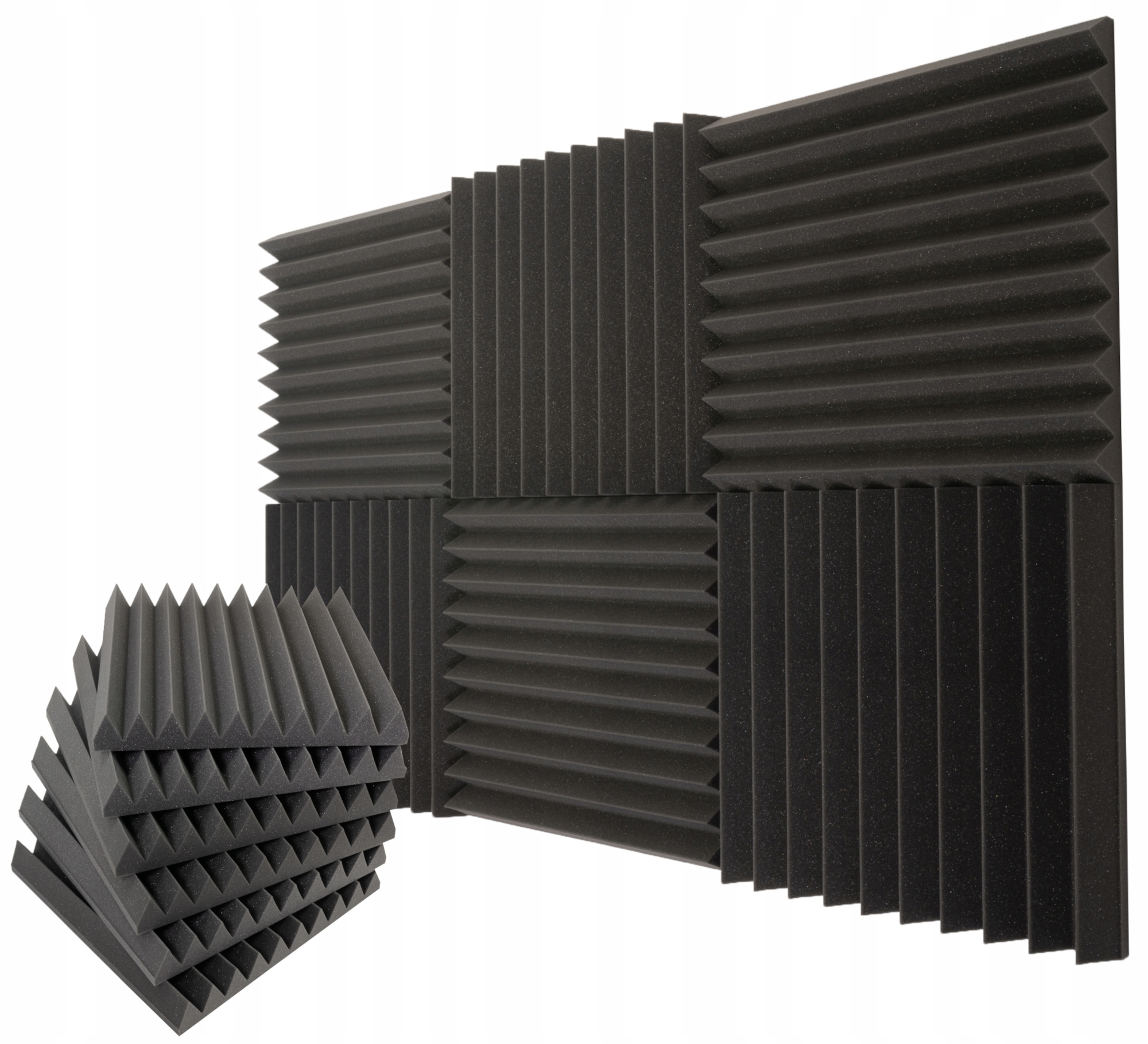 Sada 6 Ks akustických Kliny, zvukotěsné panely na stěnu, tloušťka 7 cm, pěna