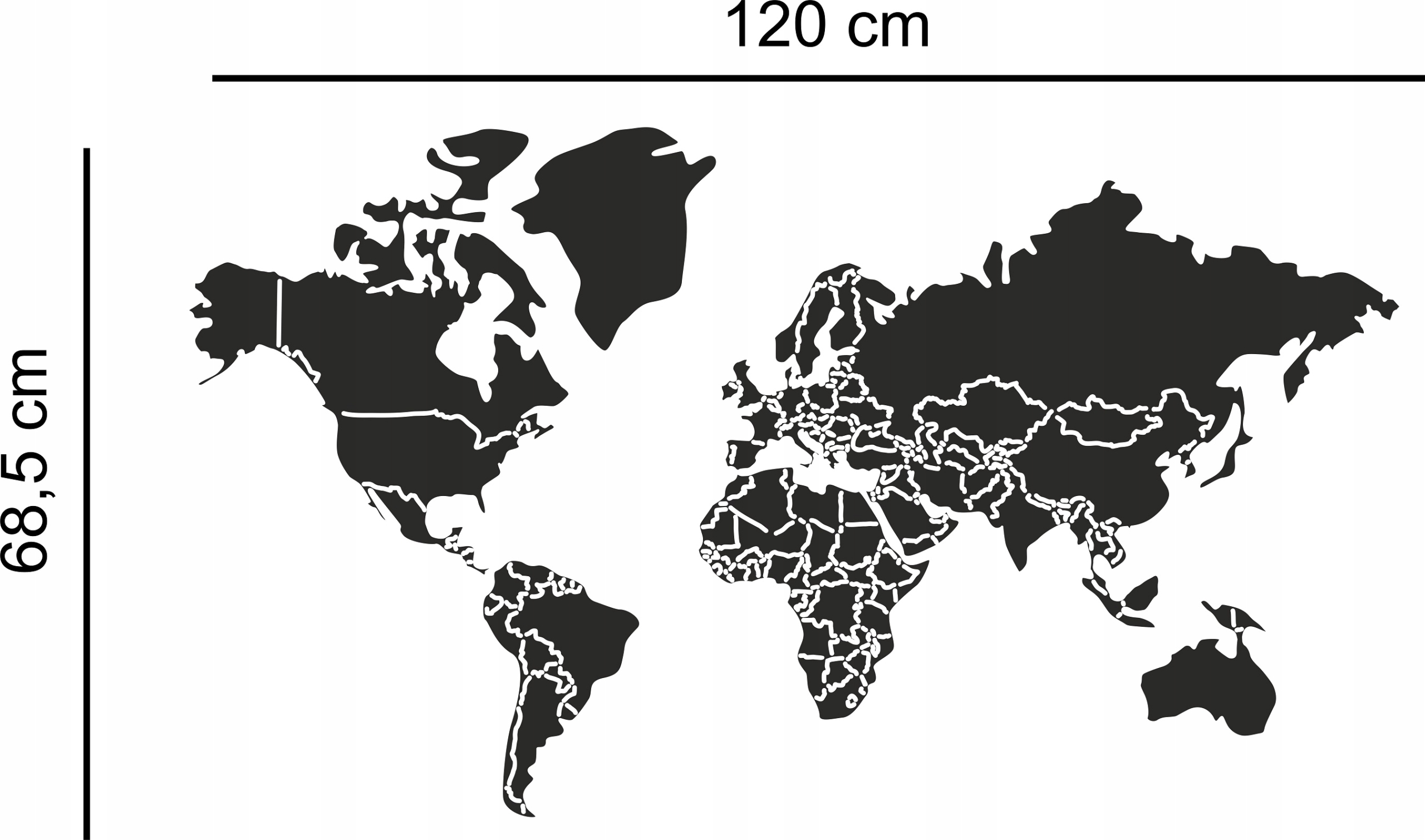 Kovová Mapa sveta Svet Obraz na stenu kov Veľká magnetická tabuľa 120 cm